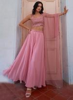 Georgette Pink Party Wear Hand Work Readymade Indo Western